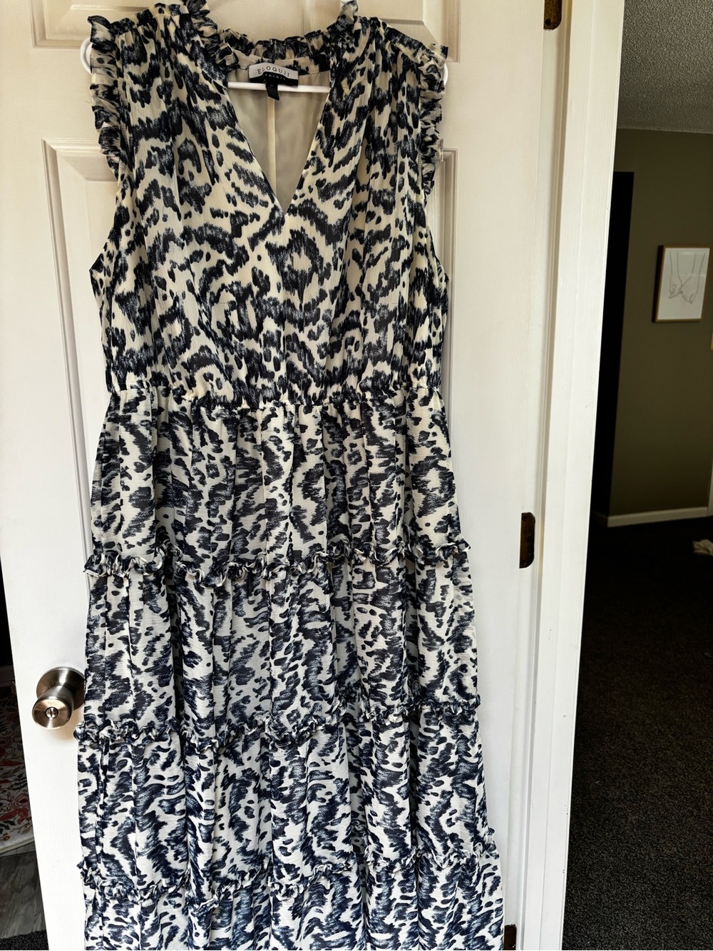 Eloquii Black & White Tiered V-Neck Maxi Dress
